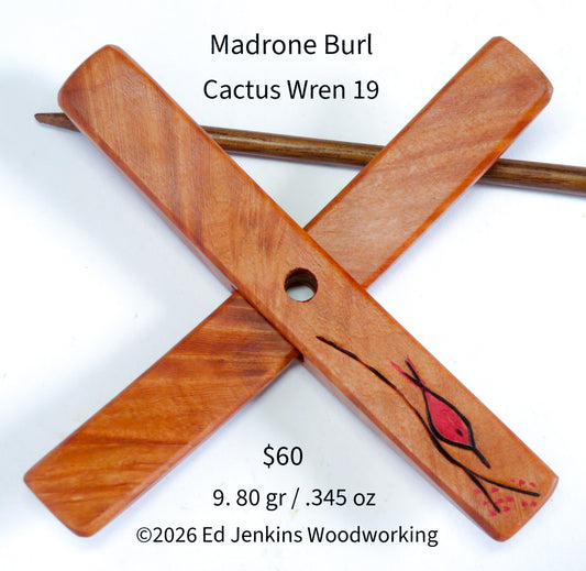 Cactus Wren, Madrone Burl 19