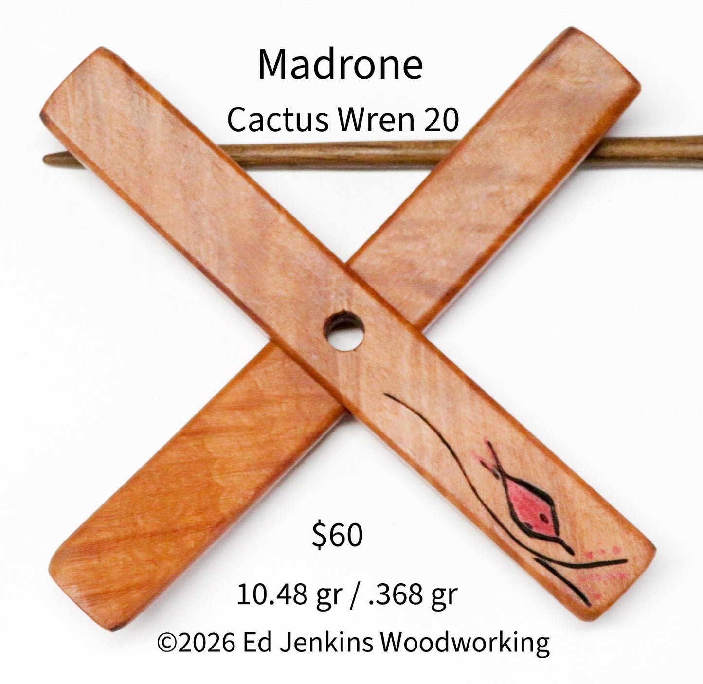Cactus Wren, Madrone Burl 20