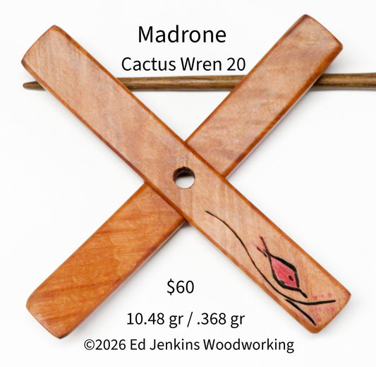 Cactus Wren, Madrone Burl 20